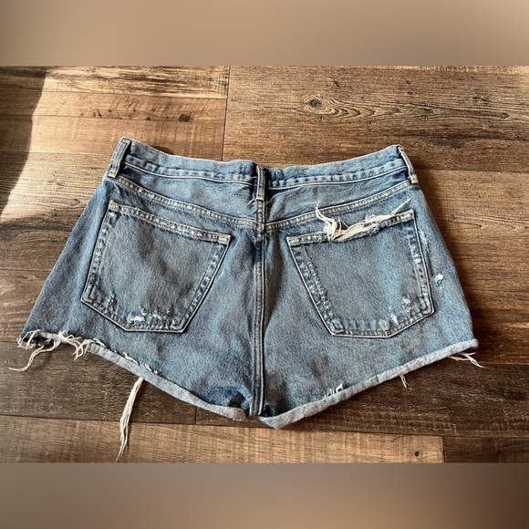 Agolde Parker Cut Off Denim Ripped Short in Blue Women’s Size 30 - Picture 4 of 6